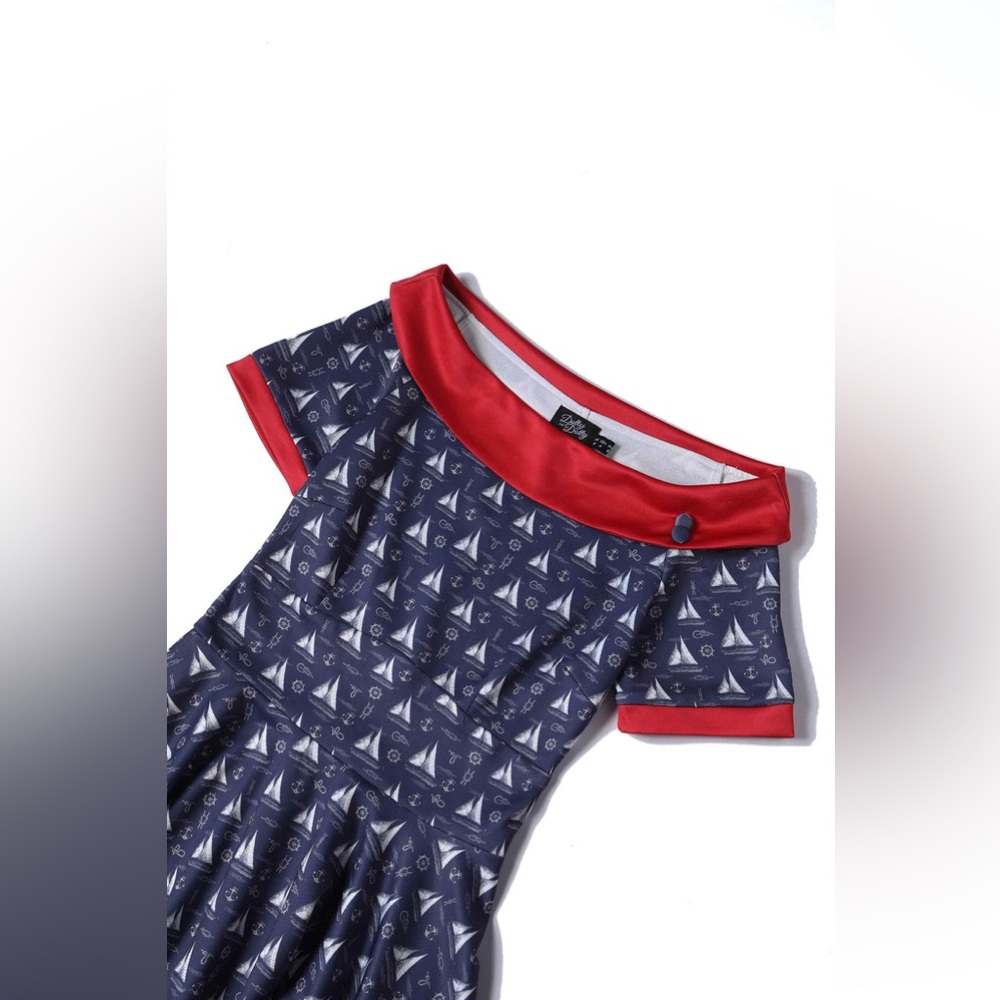 Unique Vintage Dolly and Dotty 50s Darlene Nautical Sailboats Swing Dress, NWT! - Picture 8 of 15